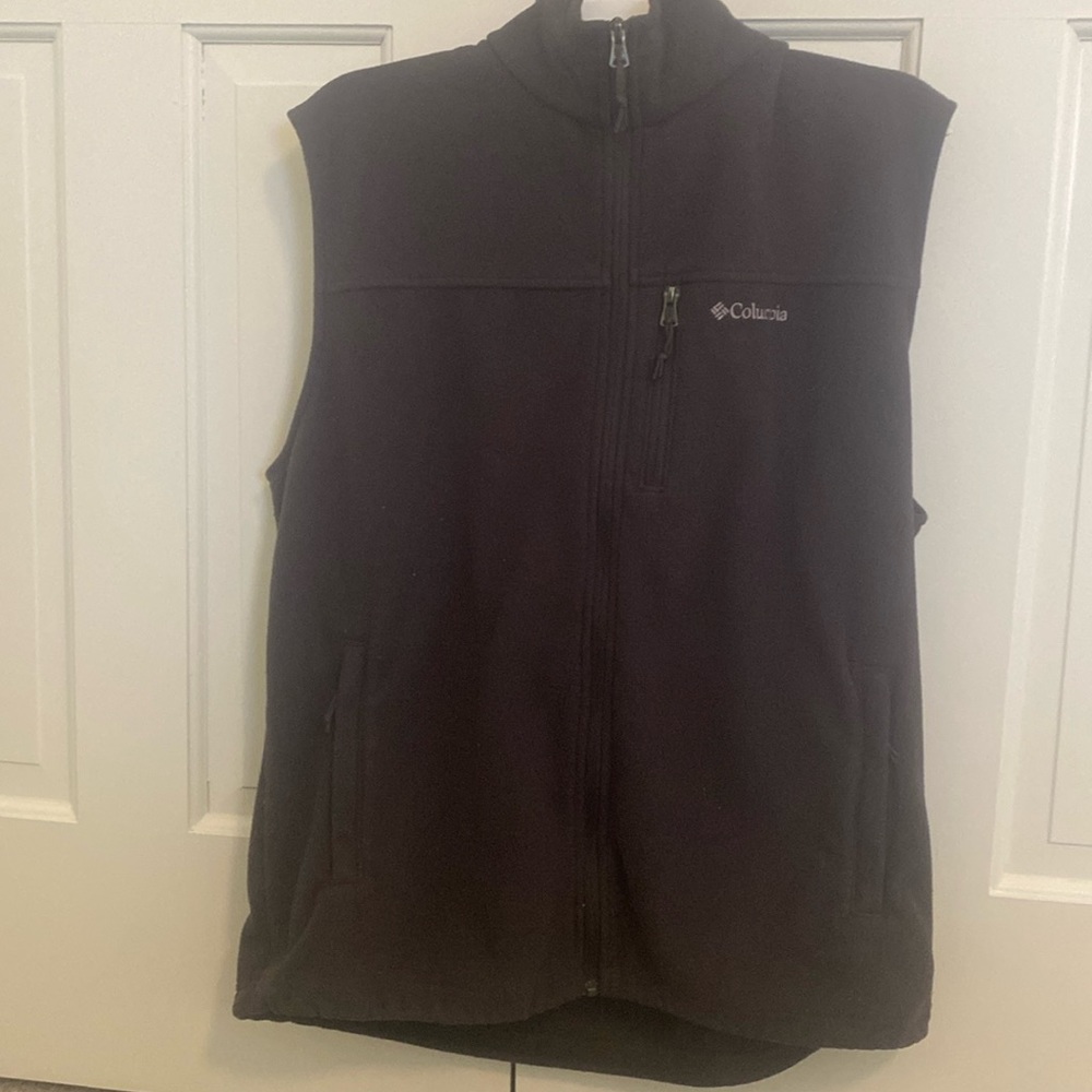 Columbia Vest Adult LG Brown Outdoors Fleece Sleeveless Full Zip Coat Mens